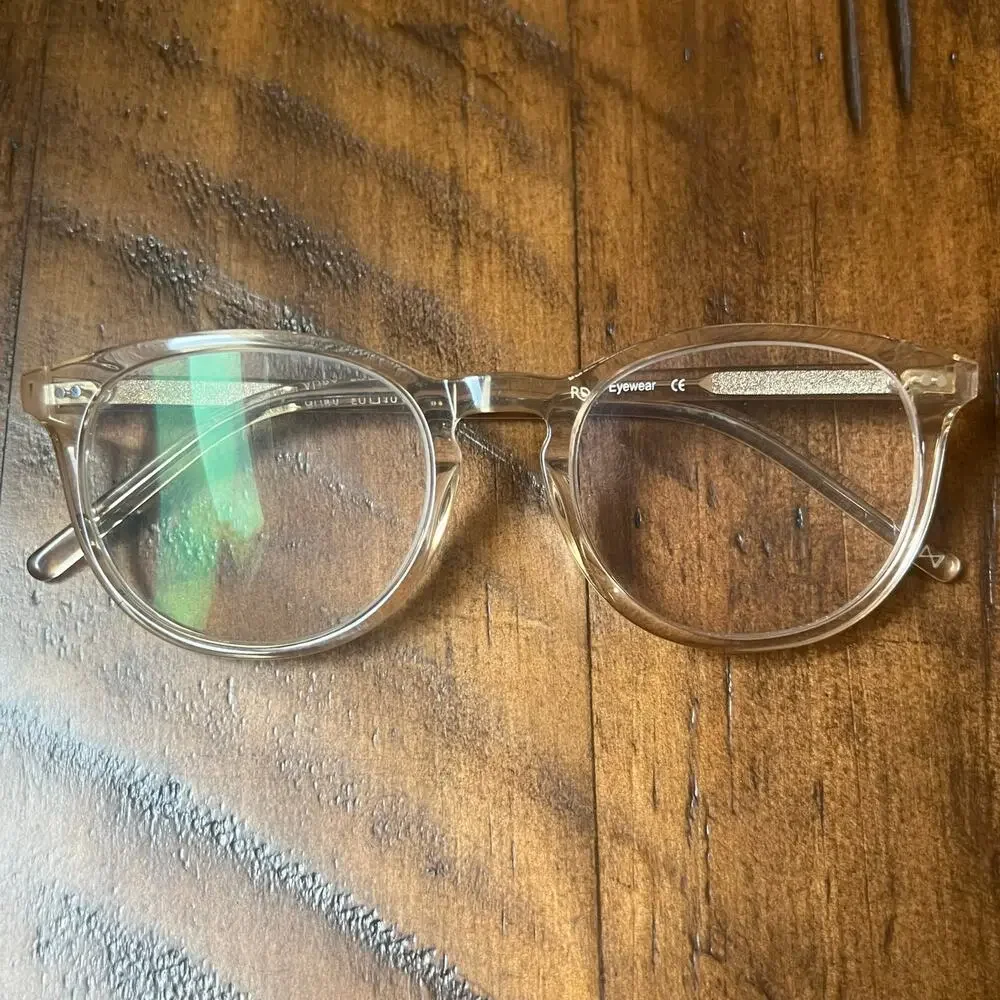 RFLKT Aura Eyeglass Frames Round Champagne Keyhole Acetate 50-19-140 Medium